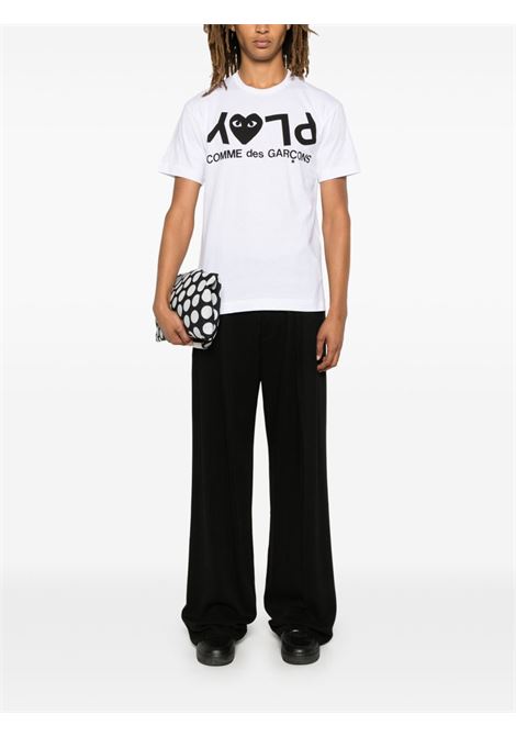 t-shirt logo print unisex bianca COMME DES GARÇONS PLAY | AX-T068-0511